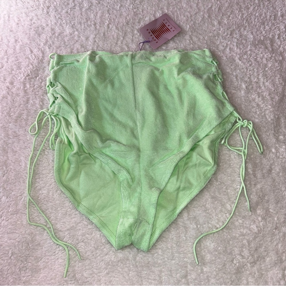 Savage X Fenty Sleepwear Curvy Terry Side Tie Shorts Miami Green 2X NWT